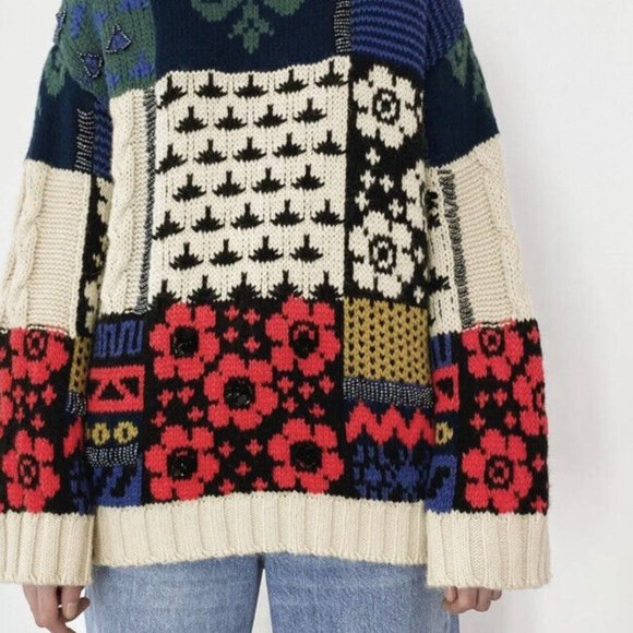 Zara Patchwork Knit Sweater Limited Edition Size S - Picture 15 of 15